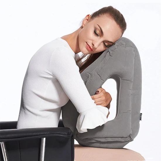 インフレータブル空気枕旅行枕快適な睡眠エアボルスター前頭面車ソフトクッション旅行ネック枕